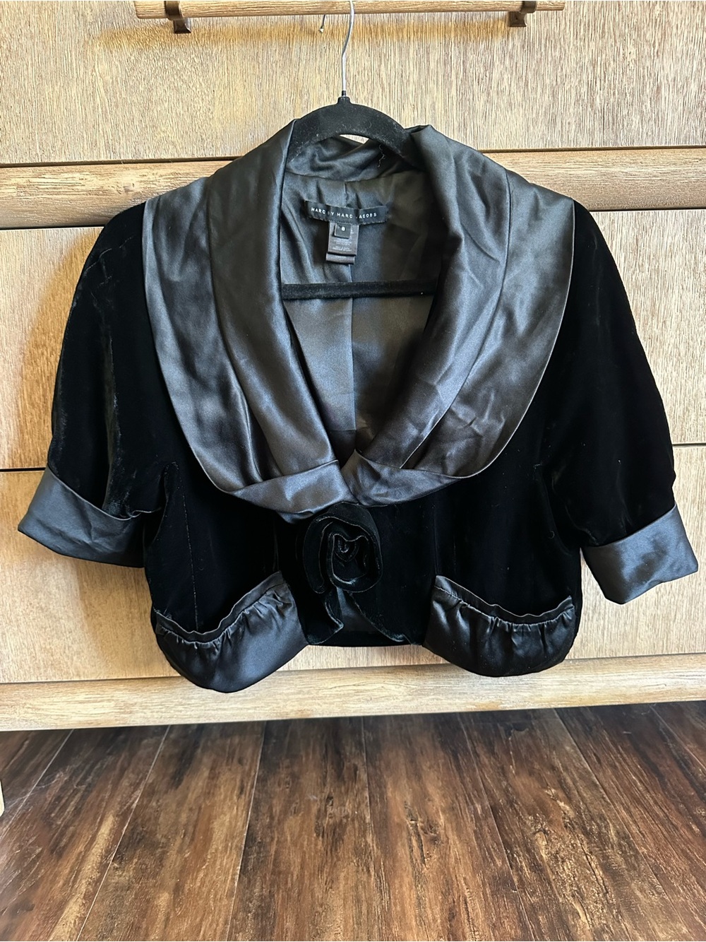 Marc by Marc Jacobs velvet bolero satin trim cropped cardigan coquette jacket